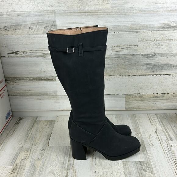 Journee Collection Women’s 11 Black Faux Leather Knee High Heeled Boots NEW - Picture 8 of 13